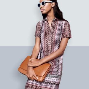 J.Crew Silk Multicolor Pink Geo Short Casual Dress
